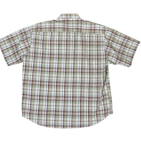 Falcon Bay Classics Size XL MenPlaid Button-Up Short Sleeve Shirt Green & Brown - Picture 2 of 5